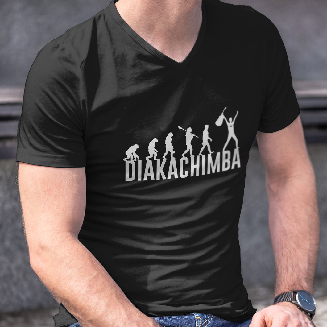 EVOLUCION DIAKACHIMBA-UNISEX V-Neck & Crew Neck T-Shirt - BLACK & WHITE